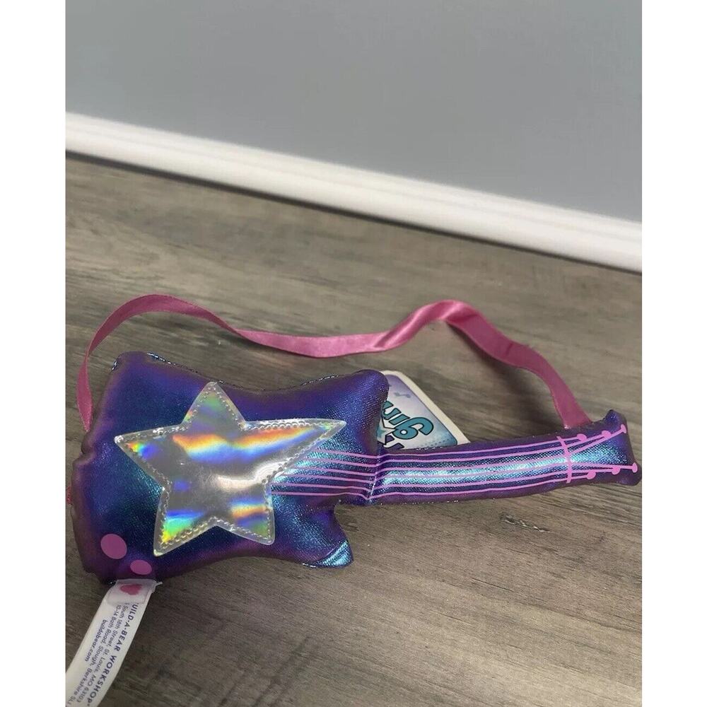 Rock Star Guitar Build A Bear Workshop Blue Pink Strap Silver Reflective Star